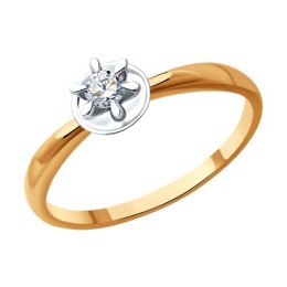 Кольцо из комбинированного золота с бриллиантом 51-210-01891-1