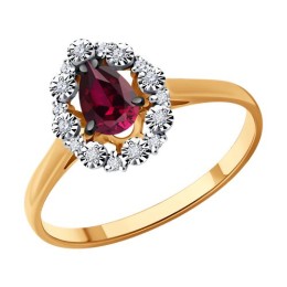 Кольцо из комбинированного золота с бриллиантами и рубином 51-210-01948-3