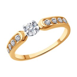 Кольцо из комбинированного золота с бриллиантами 51-210-01998-1