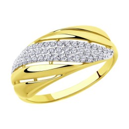 Кольцо из желтого золота с фианитами 53-110-00233-1