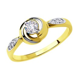 Кольцо из желтого золота с фианитами 53-110-00378-1