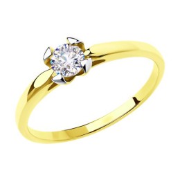 Кольцо из желтого золота с фианитом 53-110-00793-1