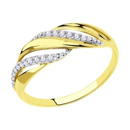 Кольцо из желтого золота с фианитами 53-110-00838-1