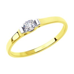 Кольцо из желтого золота с фианитом 53-110-00862-1
