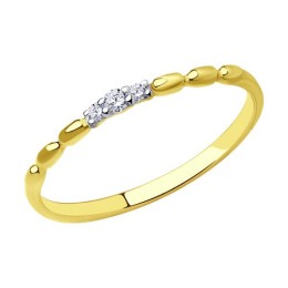 Кольцо из желтого золота с фианитами 53-110-01495-1