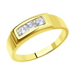 Кольцо из желтого золота с фианитами 53-110-01553-1