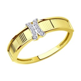Кольцо из желтого золота с фианитами 53-110-01600-1