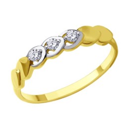 Кольцо из желтого золота с фианитами 53-110-01846-1