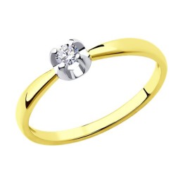 Кольцо из желтого золота с бриллиантом 53-210-00007-1