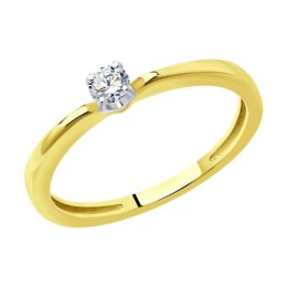 Кольцо из комбинированного золота с бриллиантом 53-210-01674-1