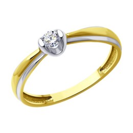 Кольцо из желтого золота с бриллиантом 53-210-01778-1