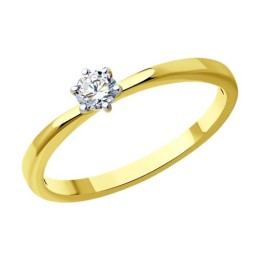 Кольцо из желтого золота с бриллиантом 53-210-01780-1