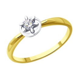 Кольцо из комбинированного золота с бриллиантом 53-210-01891-1