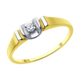 Кольцо из желтого золота с бриллиантом 53-210-01901-1