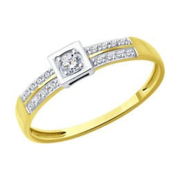 Кольцо из желтого золота с бриллиантами 53-210-01983-1