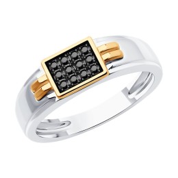 Кольцо из комбинированного золота с бриллиантами 7010127-3