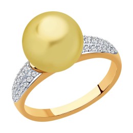 Кольцо из золота с бриллиантами и жемчугом 8010083