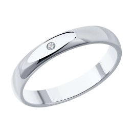 Обручальное кольцо из серебра с бриллиантом 87010088