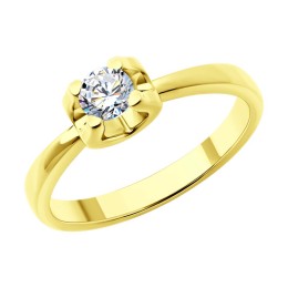 Кольцо из желтого золота с бриллиантом 9010158-36