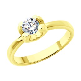 Кольцо из желтого золота с бриллиантом 9010161-36