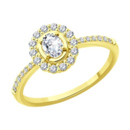 Кольцо из желтого золота с бриллиантами 9010164
