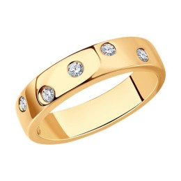 Кольцо из золочёного серебра с фианитами 93-110-01515-1