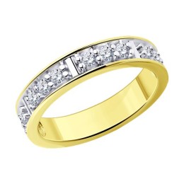 Кольцо из золочёного серебра с фианитами 93-110-01544-2