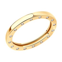 Кольцо из золочёного серебра с фианитами 93-110-02029-2