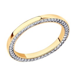 Кольцо из золочёного серебра с фианитами 93-110-02030-2