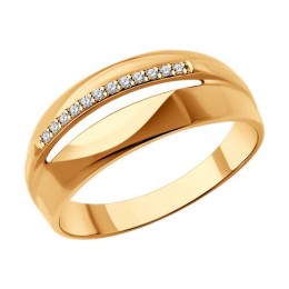 Кольцо из золочёного серебра с бриллиантами 93-210-01744-1