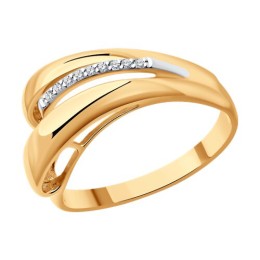 Кольцо из золочёного серебра с бриллиантами 93-210-01745-1