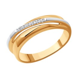 Кольцо из золочёного серебра с бриллиантами 93-210-01746-1