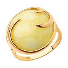 Кольцо из золочёного серебра с янтарём 93-310-00840-1
