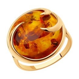 Кольцо из золочёного серебра с янтарём 93-310-00840-2
