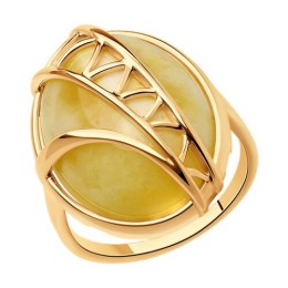 Кольцо из золочёного серебра с янтарём 93-310-00868-1