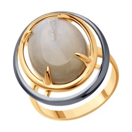 Кольцо из золочёного серебра с лунным камнем 93-310-01750-1