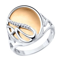 Кольцо из золочёного серебра с фианитами 94-110-01571-1
