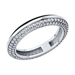 Кольцо из серебра с фианитами и эмалью 94-110-01969-1