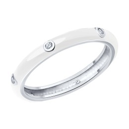 Кольцо из серебра с фианитами и эмалью 94013794