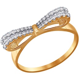 Золотое кольцо с бантиком 016602