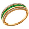 Кольцо из золота с зелеными фианитами 016664