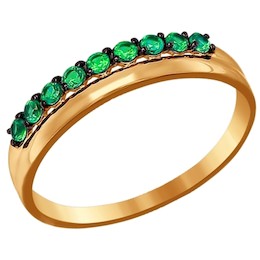 Кольцо из золота с зелеными фианитами 016671