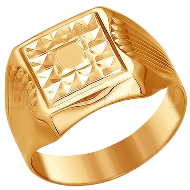 Печатка из золота с алмазной гранью 016682