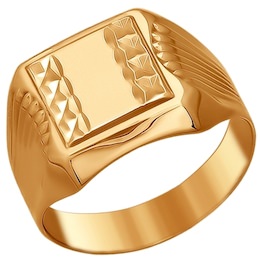 Печатка из золота с алмазной гранью 016685