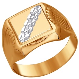 Печатка из золота с алмазной гранью 016688