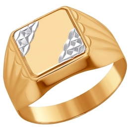 Печатка из золота с алмазной гранью 016689