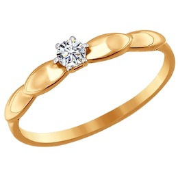 Помолвочное кольцо из золота с фианитом 016702