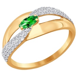 Кольцо из золота с зелёным фианитом 016731