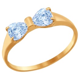 Кольцо из золота с голубыми фианитами 016795