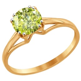 Кольцо из золота с зелёным фианитом 016821